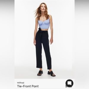 Aritzia Wilfred Tie Front Pants in black. Size 8. Perfect condition.